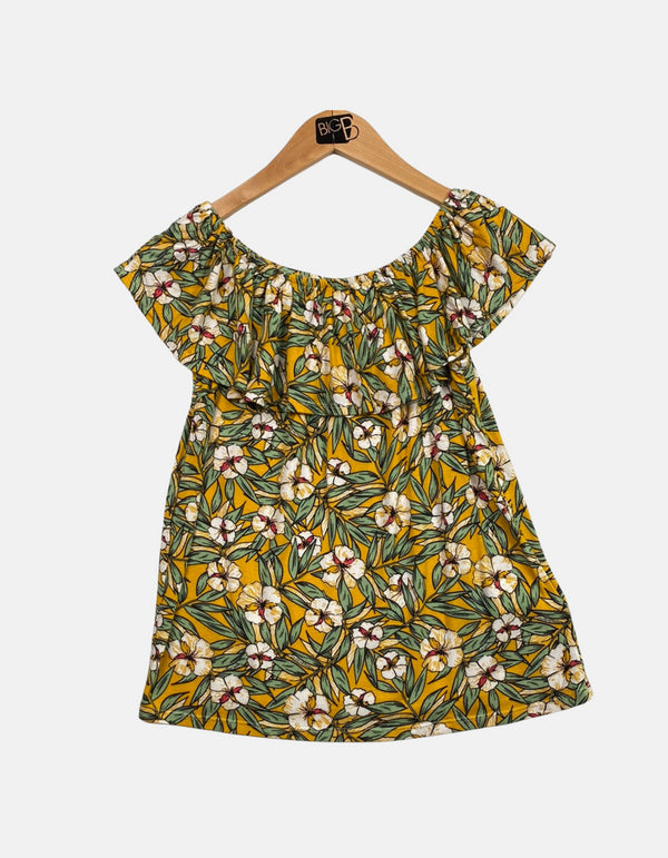 Off-Shoulder Floral Print Dress with Ruffle Detail